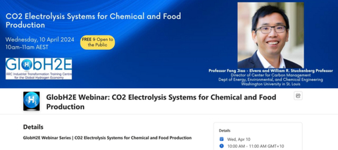 GlobH2E Webinar: CO2 Electrolysis Systems for Chemical and Food Production