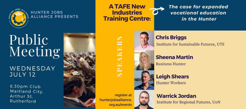 A TAFE New Industries Training Centre: the case for expanded vocational education in the Hunter.